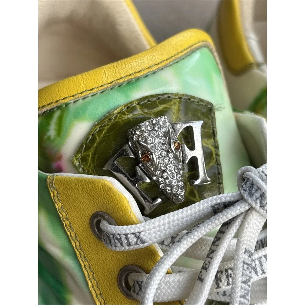 Fennix Green Crocodile Alligator Exotic Leather Italy Size 10 Luxury Designer